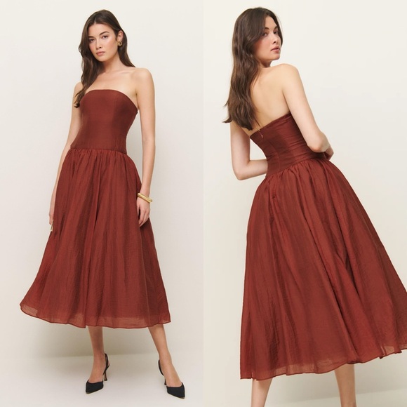 REFORMATION NWT Rosy Dress in Rusty Red 6 - Picture 1 of 6